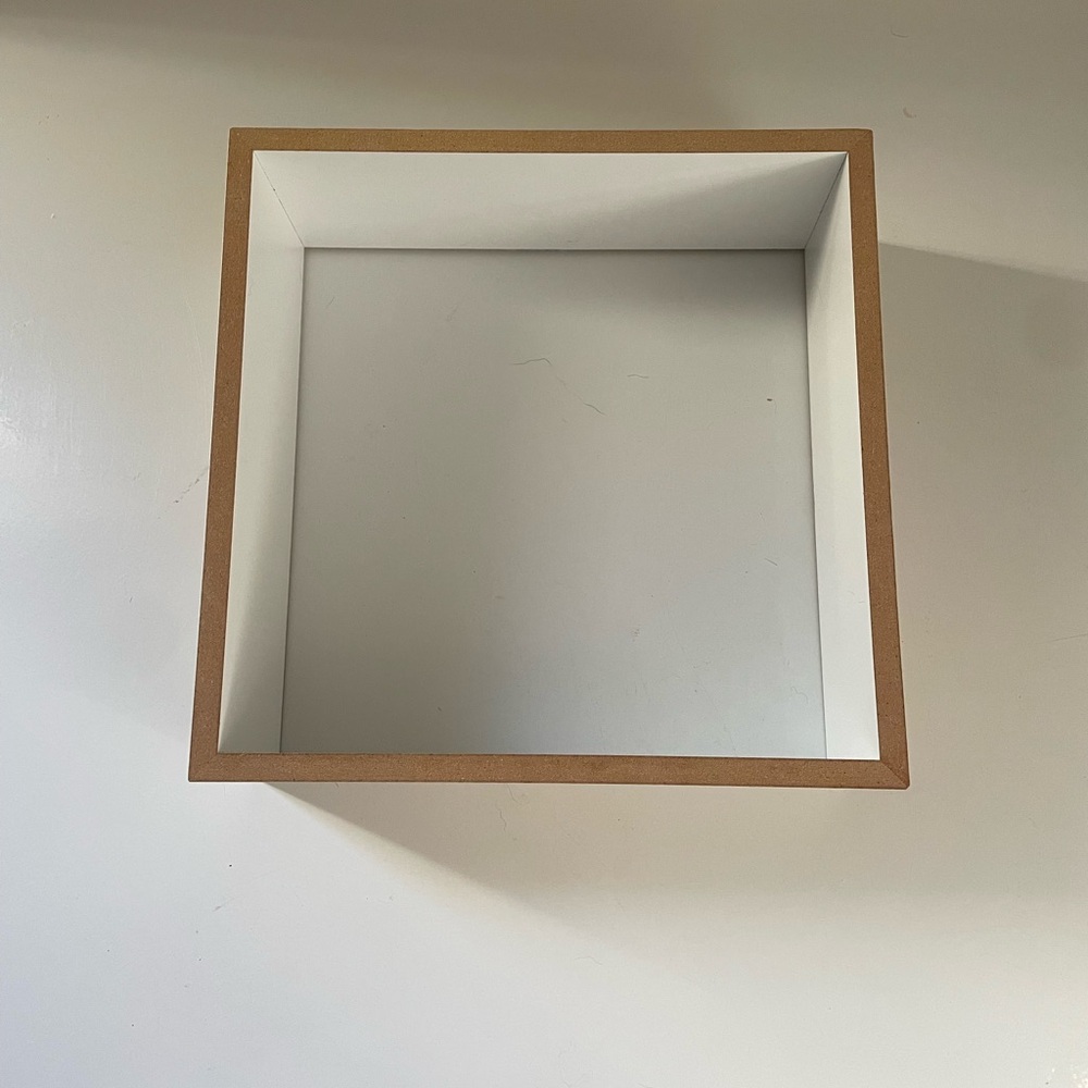 Minimalist Square Wall Shelf in White and Brown